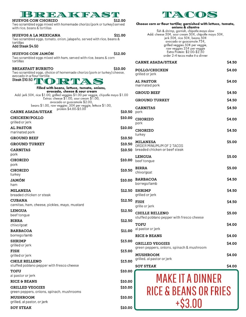 Menu - Taqueria Varitas photo 3