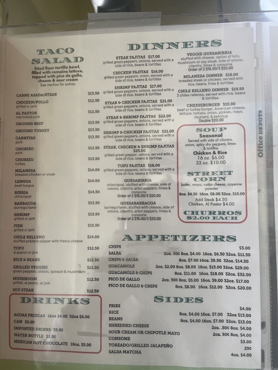 Menu - Taqueria Varitas photo 4